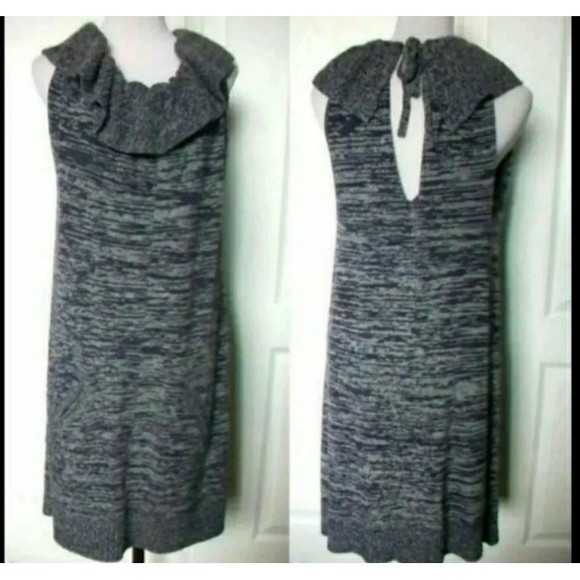 BCBGMAXAZRIA TUNIC DRESS SWEATER RUFFLE COLLAR SWEATER DRESS ZIP POCKETS NEW - Picture 3 of 3